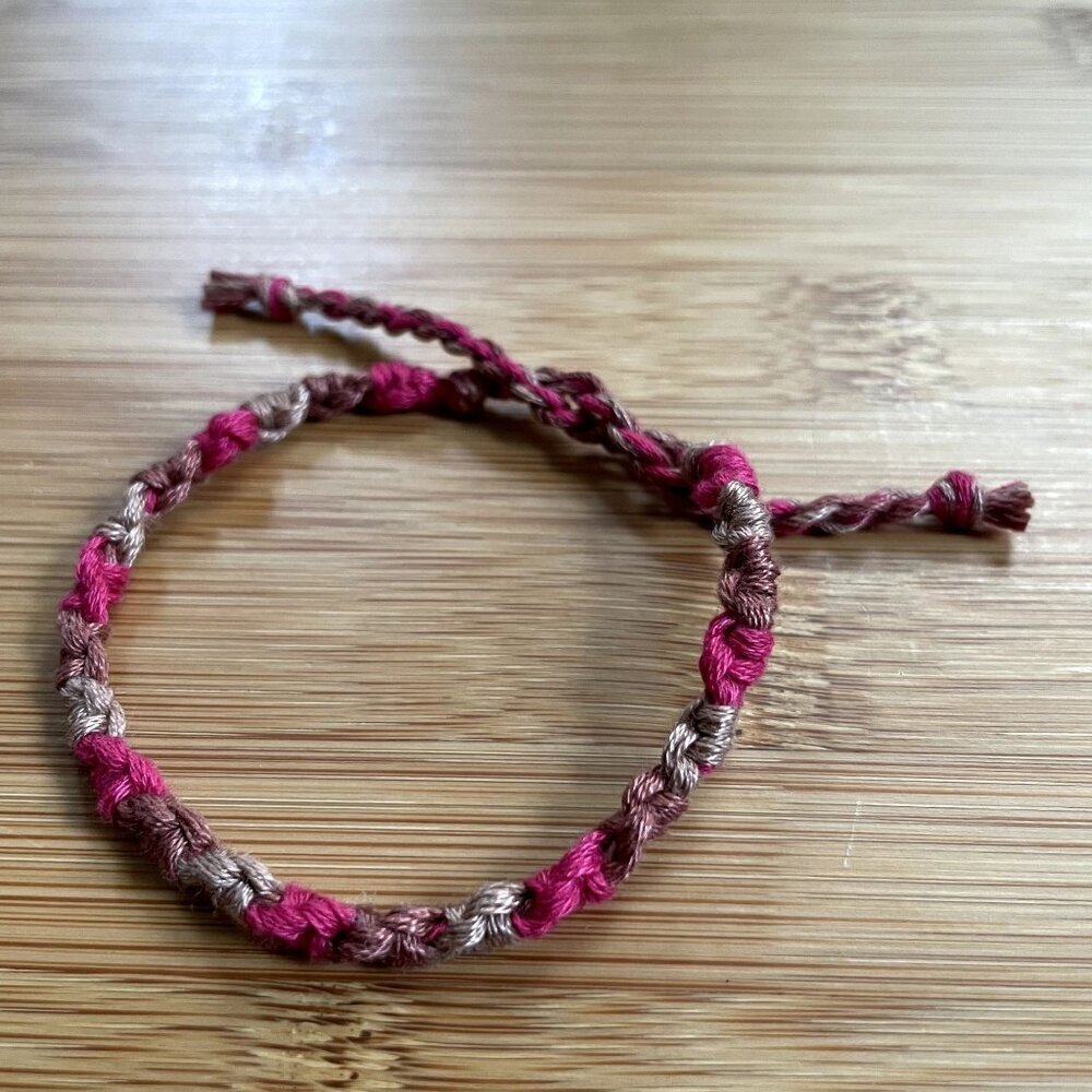 Ursula Woven Friendship Bracelet OS Pink Brown Women Cotton Tie Accessory